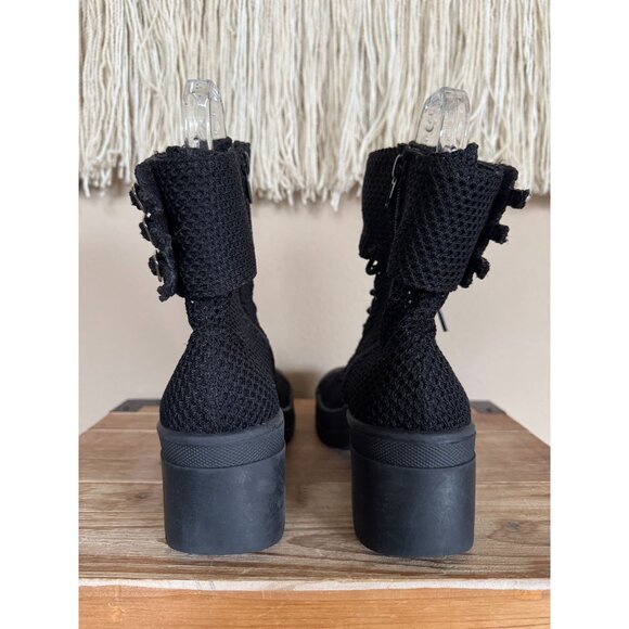 Free People X Jeffrey Campbell Ricki Hiker Boot Black Mesh Block Heel Size 8 - Picture 13 of 16